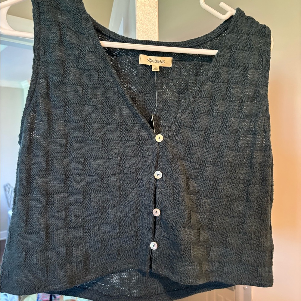 Madewell basketweave-stitch vest
